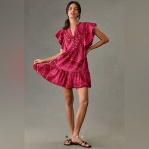 Pink Ruffled Mini Dress